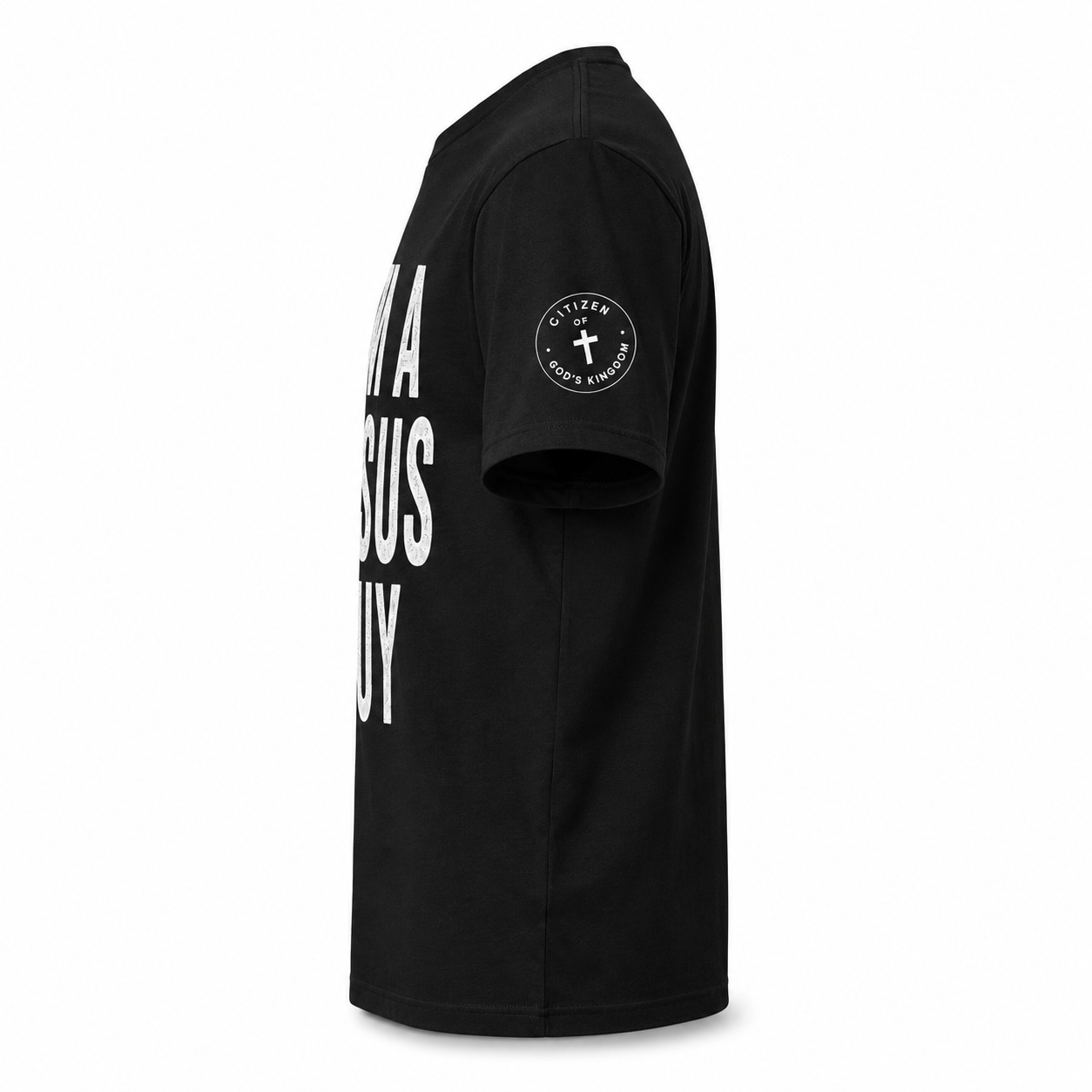 Side view of the I'm A Jesus Guy tee